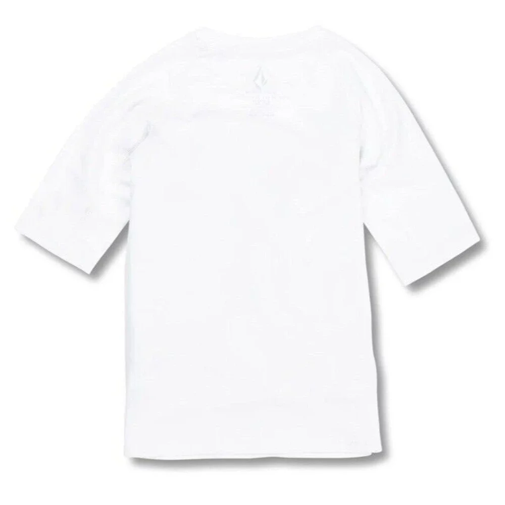 VOLCOM Boys Youth LIDO White Short Sleeve Rashguard Sun Protection UPF 50+ M 10